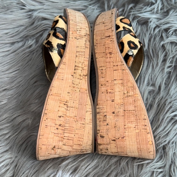 EUC Sam Edelman Reid Wedge Slide Sandal Animal Leopard Print Size 7.5 - Picture 4 of 10